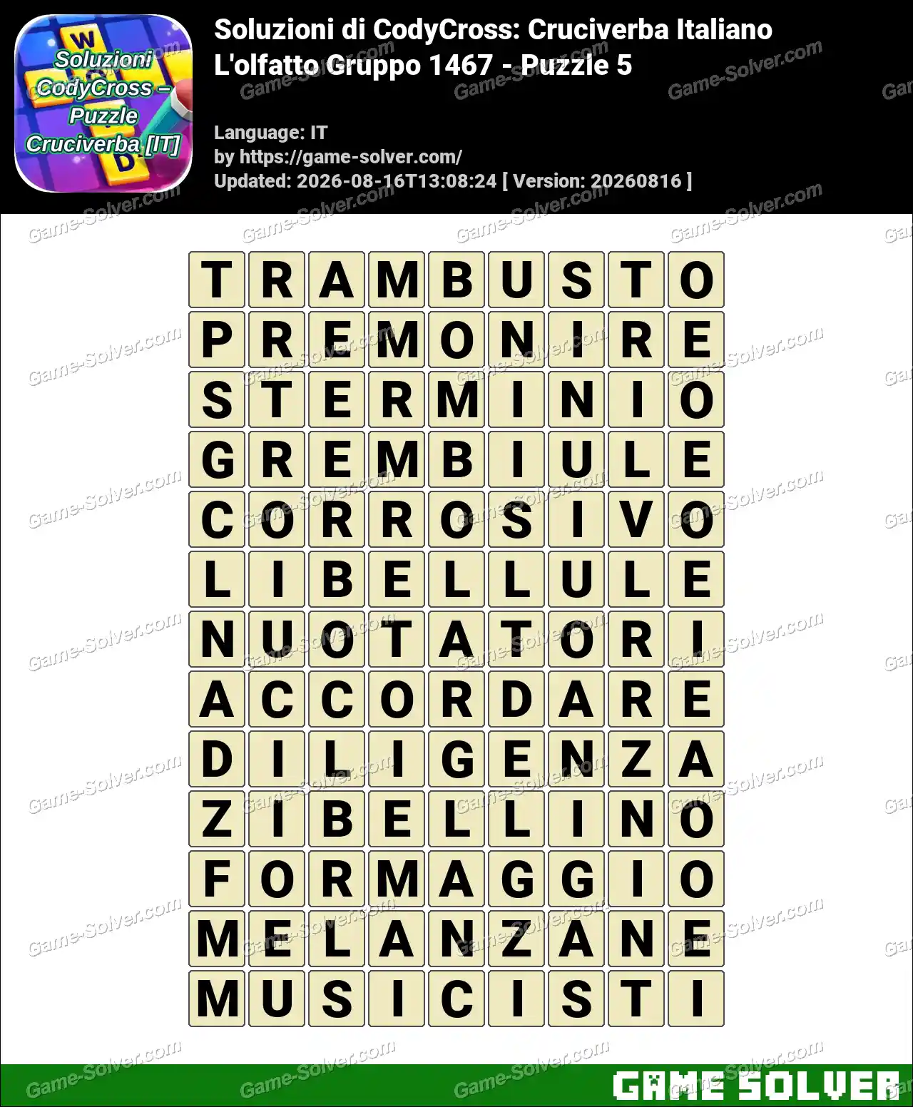 Soluzioni di CodyCross: Cruciverba Italiano L’olfatto Gruppo 1467 – Puzzle 5